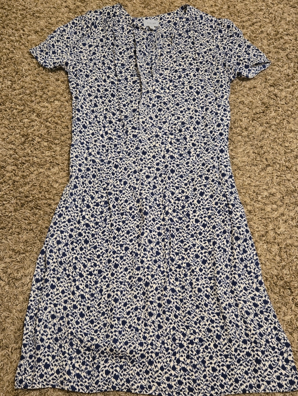 Jigsaw Navy and White Floral Print Dress